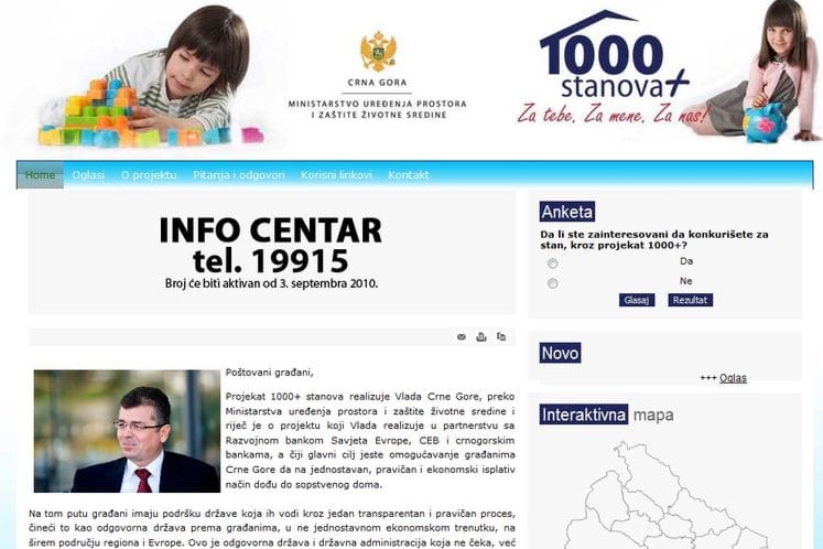 Aktiviran web sajt za projekat 1000+stanova