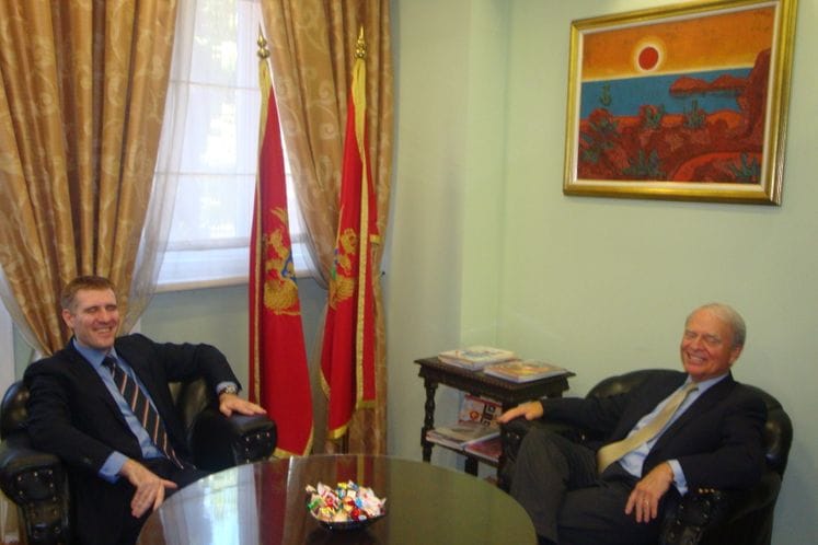 Potpredsjednik Vlade i ministar finansija, Igor Lukšić, sastao se sa Michaelom Haltzelom, višim saradnikom za transatlanske odnose na Univerzitetu Johns Hopkins