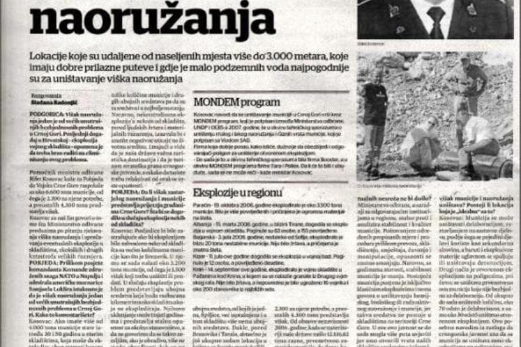 Intervju pomoćnika ministra odbrane Rifeta Kosovca - Pobjeda, 26.9.2011.