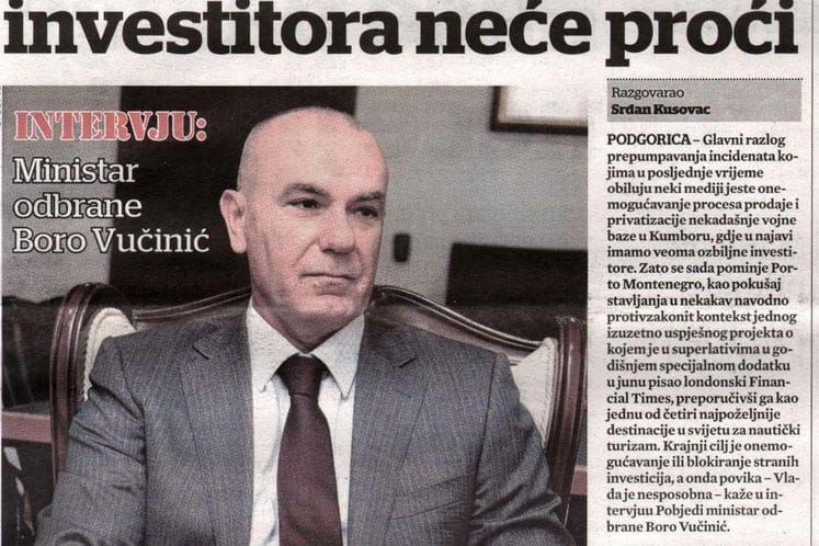 Intervju ministra Vučinića - Pobjeda, 17. novembar 2011.