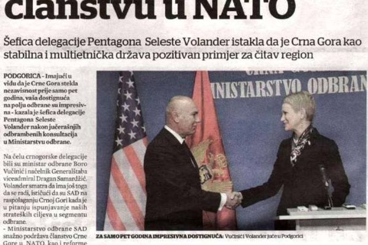 Snažna podrška SAD članstvu u NATO - Pobjeda, 19. novembar 2011.