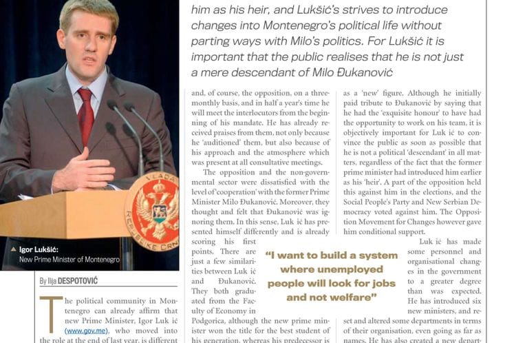 Diplomatic magazine CorD writes on PM Luksic