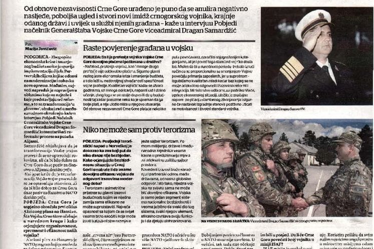 Intervju u Pobjedi: Načelnik Generalštaba Vojske Crne Gore viceadmiral Dragan Samardžić