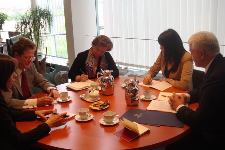 Susret potpredsjednika Vlade za politički sistem, unutrašnju i vanjsku politiku i ministra pravde Duška Markovića sa Nikolasom Majerom Landrutom, savjetnikom kancelarke Merkel za pitanja EU