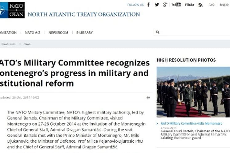NATO Vojni komitet prepoznao napredak Crne Gore u vojnim i institucionalnim reformama