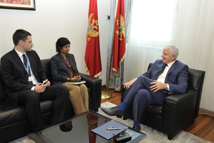 Potpredsjednik Vlade i ministar pravde Duško Marković primio u oproštajnu posjetu šeficu UNHCR-a u Crnoj Gori Indumati Mohandas