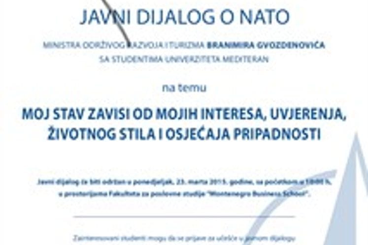 Ministar Gvozdenović sa studentima Univerziteta Mediteran o članstvu u NATO-u