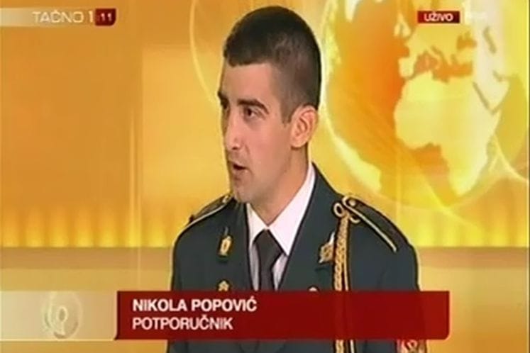 Ministartsvo odbrane raspisalo konkurs za Vojnu akademiju " General Mihailo Apostolski", Skoplje, R. Makedonija - potporučnik Nikola Popović gost u emisiji "Tačno u 1" na TV Prvoj, 25. jun 2015 godine