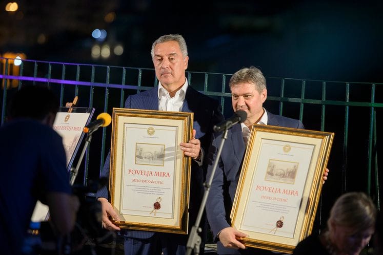 Prime Minister Milo Đukanović awarded with Mostar Peace Charter