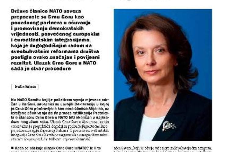 Intervju ministra odbrane prof. dr Milice Pejanović-Đurišić za časopis „Zaštita“