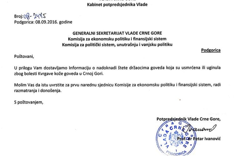 Reagovanje na tekst objavljen u dnevnom listu „Vijesti“: Potpredsjednik Vlade Petar Ivanović nije prezentirao „tuđu“, već svoju Informaciju