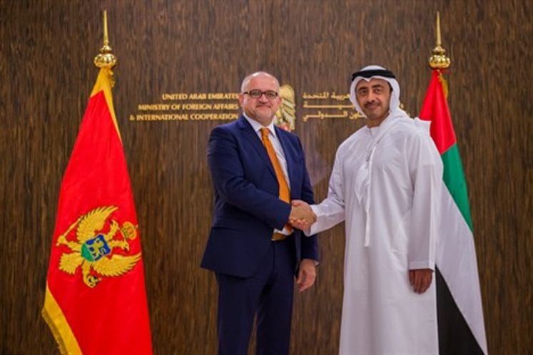 Ministers Darmanović and Sheikh Abdullah bin Zayed Al-Nahyan sign agreement on abolition of visas for Montenegrin citizens