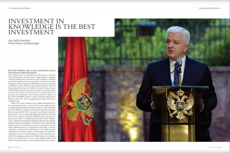 PM Marković in interview with Global Citizen: We are restoring old glory to Montenegro, enriching it with new contents