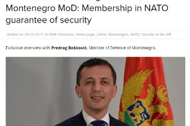 EWB Interview, Predrag Bošković, Montenegro MoD: Membership in NATO guarantee of security