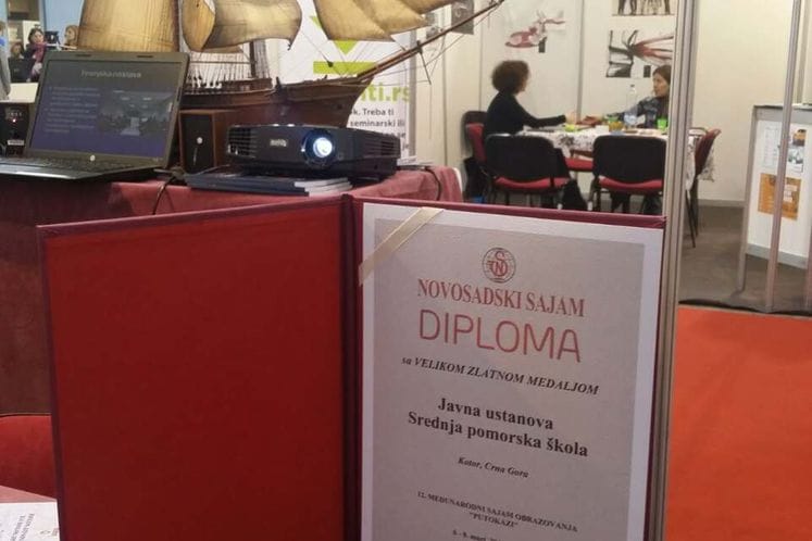 JU Srednja pomorska škola u Kotoru osvojila zlatnu medalju na Međunarodnom sajmu obrazovanja "Putokazi" u Novom Sadu