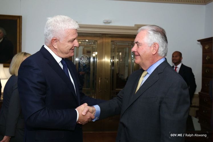 Prime Minister Duško Marković meets in Washington with US Secretary of State Rex Tillerson