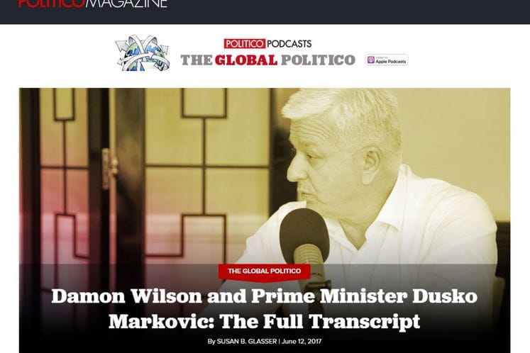 PM Marković in interview with Politico Magazine: Decision on Montenegro's NATO membership cannot be brought into question