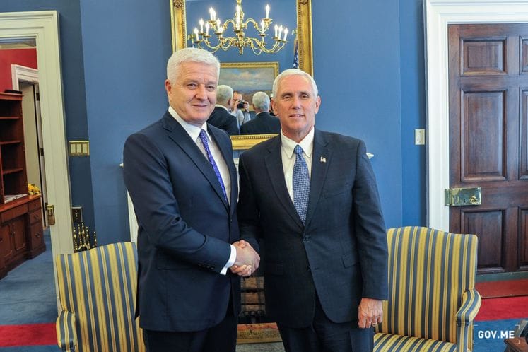 PM Marković - US Vice President Pence: US fully supports Montenegro's politics and reforms