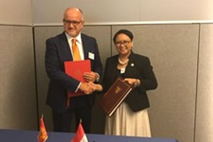 New York: Montenegro and Republic of Indonesia sign Agreement on Abolition of visas for holders of diplomatic and official passports