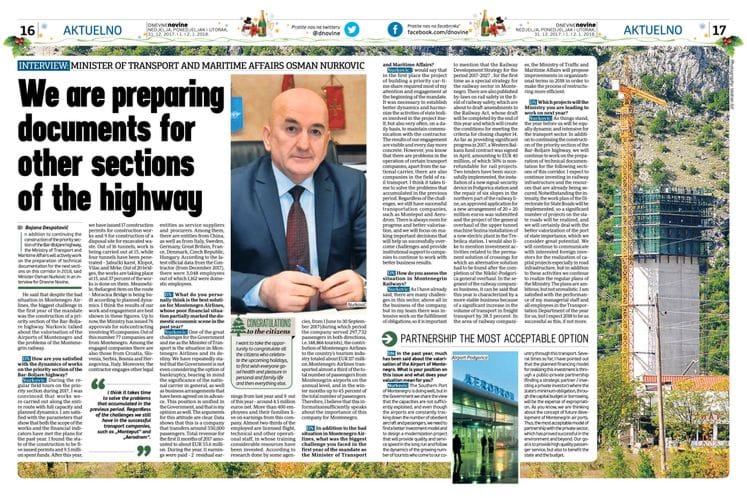 Interview in "Dnevne novine"