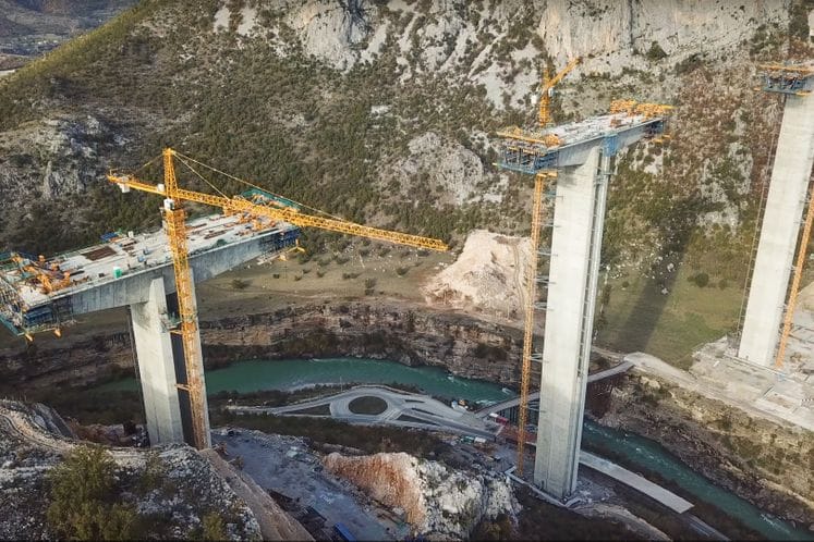 Completed third of the span construction of the bridge Moračica