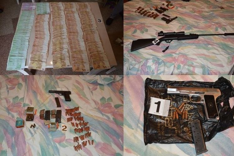 Podgorica: Pretresima na šest lokacija pronađeno i oduzeto preko 176.000 eura, 1.000 dolara, pet komada oružja i veća količina municije