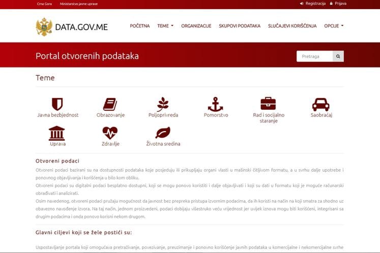 Počeo sa radom Portal otvorenih podataka-www.data.gov.me