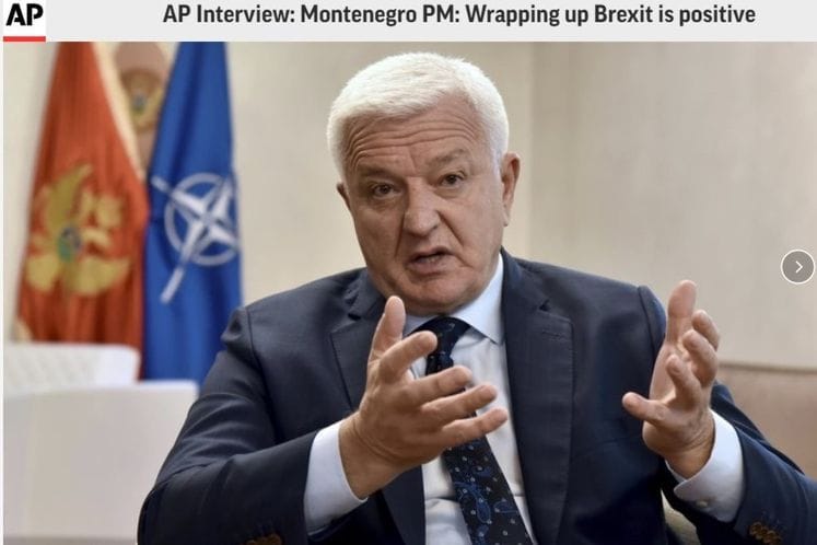 Premijer Marković za AP: Dogovor o izlasku Velike Britanije iz EU ne bi trebalo da ima negativne posledice po dinamiku pregovora o članstvu Crne Gore