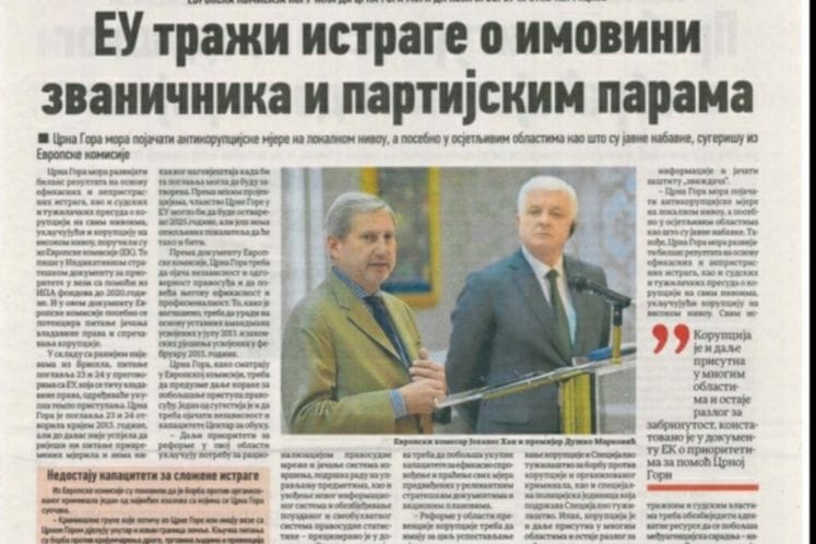 Crna Gora bilježi kontinuirani napredak u oblasti vladavine prava, Dan se poziva na tekst star pet godina