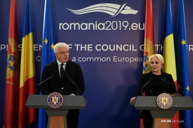 PMs Marković, Dăncilă: Romania strongly supports Montenegro's EU bid, opening of Chapter 8, Western Balkans is our priority