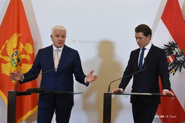 VIENNA - PM Marković, Chancellor Kurz: Austria fully supports Montenegro's European ambitions