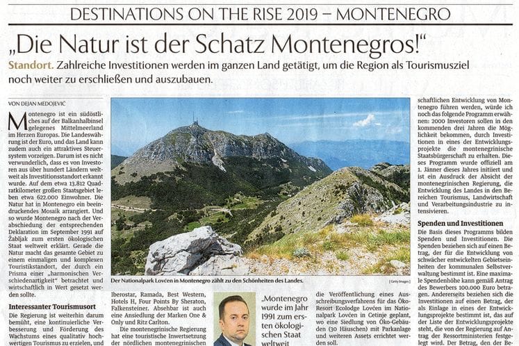 Vienna-based Die Presse publishes special supplement on Montenegro