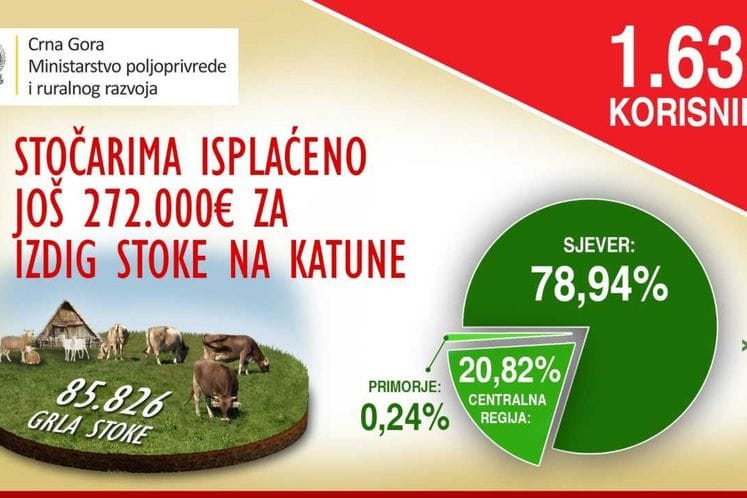 Dodatna podrška stočarima: Isplaćeno još 272 hiljade eura za izdig stoke na katune
