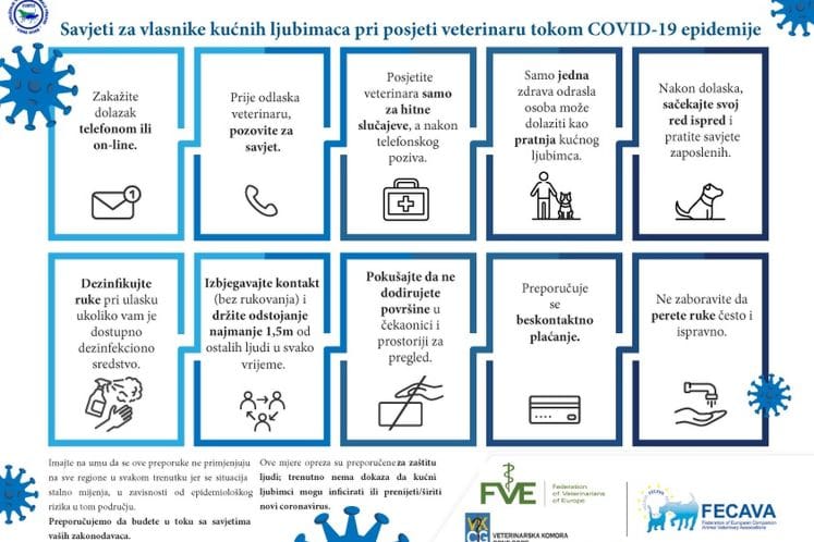 Uputstvo vlasnicima/držaocima životinja koje zahtijevaju veterinarsku pomoć za vrijeme trajanja epidemije novim korona virusom
