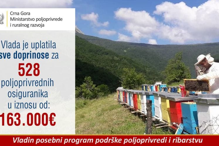 Vlada uplatila doprinose poljoprivrednim osiguranicima za šest mjeseci