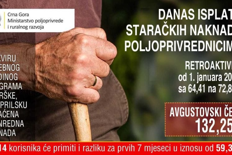 Danas isplata povećanih staračkih naknada u poljoprivredi