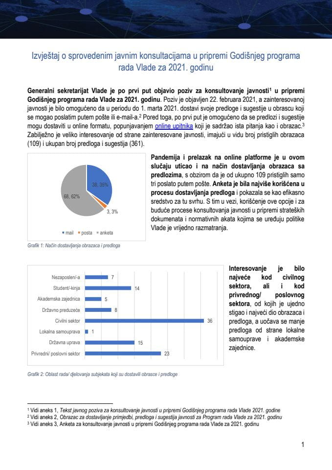 Izvještaj O Sprovedenim Javnim Konsultacijama U Procesu Pripreme ...