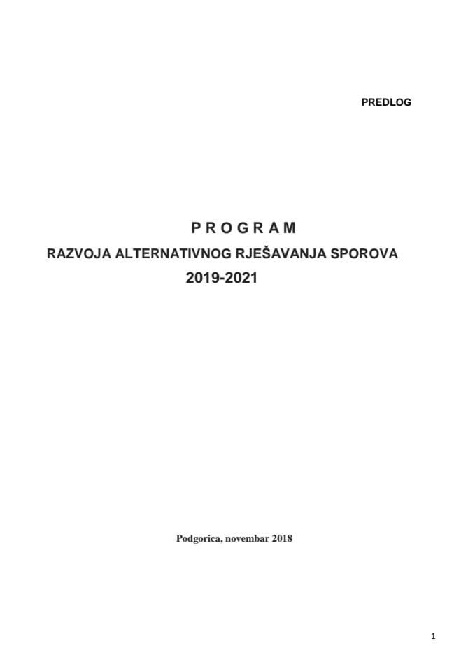 Program razvoja alternativnog-rješavanja sporova 2019-2021