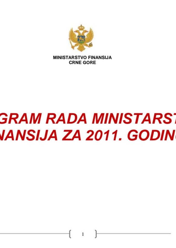 Program rada Ministarstva finansija za 2011. godinu