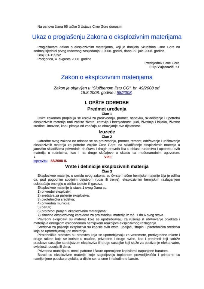 Zakon o eksplozivnim materijama