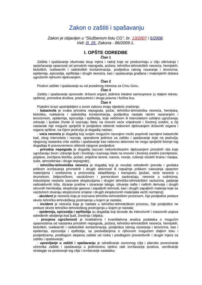 Zakon o zaštiti i spašavanju