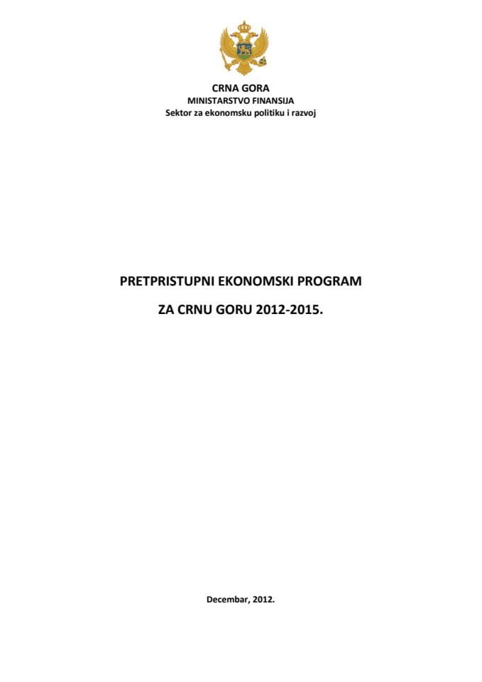 Pretpristupni ekonomski program za Crnu Goru 2012 - 2015