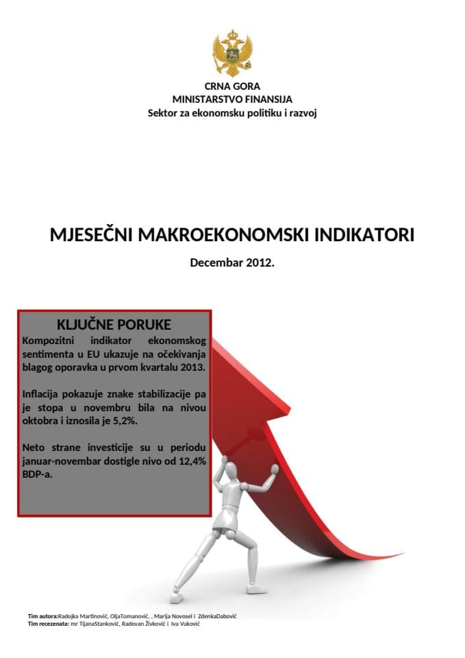 Mjesečni makroekonomski indikatori decembar 2012.