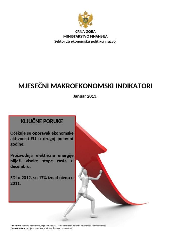 Mjesečni makroekonomski indikatori januar 2013.