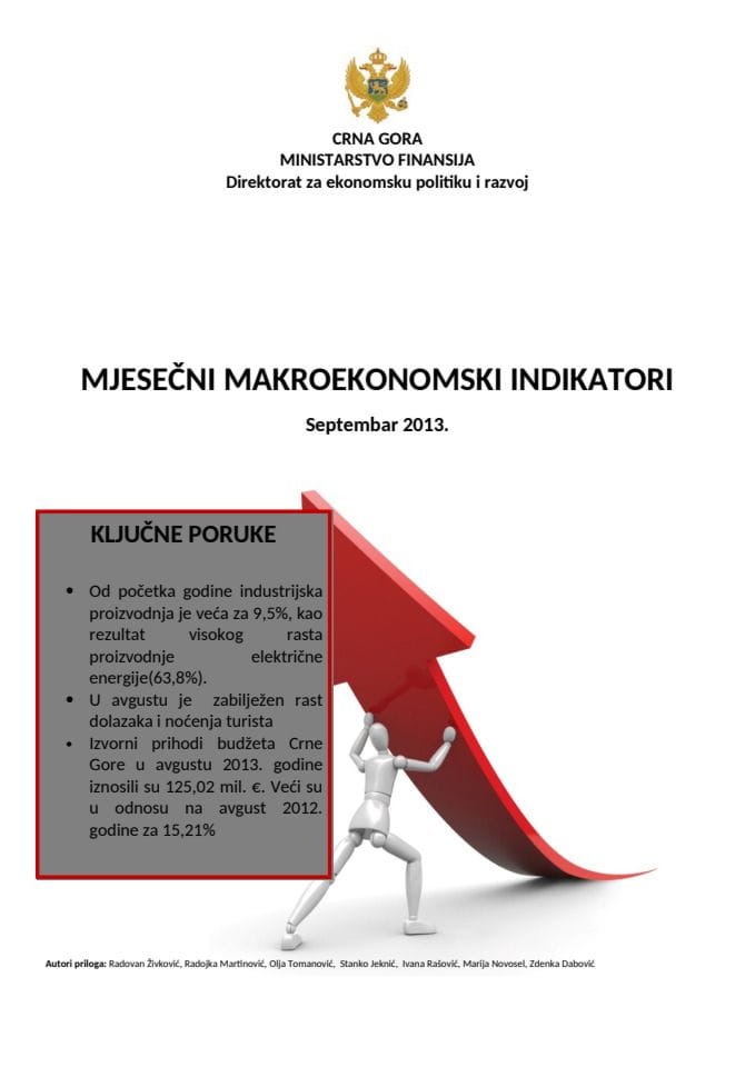 Mjesečni makroekonomski indikatori septembar 2013