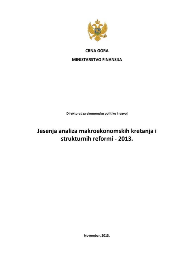 Jesenja analiza makroekonomskih kretanja i strukturnih reformi - 2013.