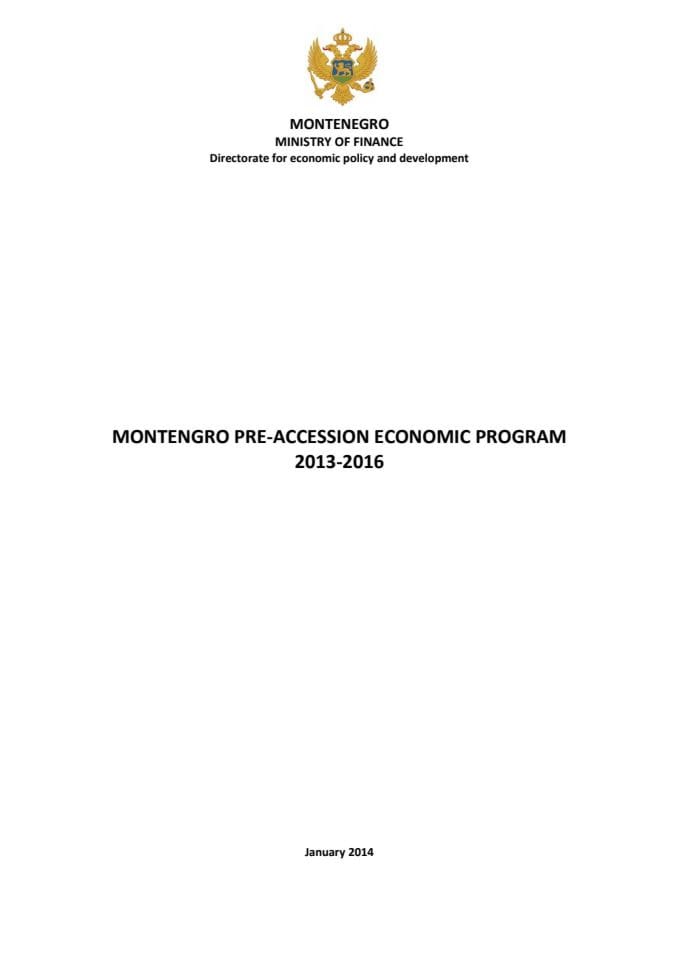 Montenegro Pre-Accsesion Economic Program 2013-2016