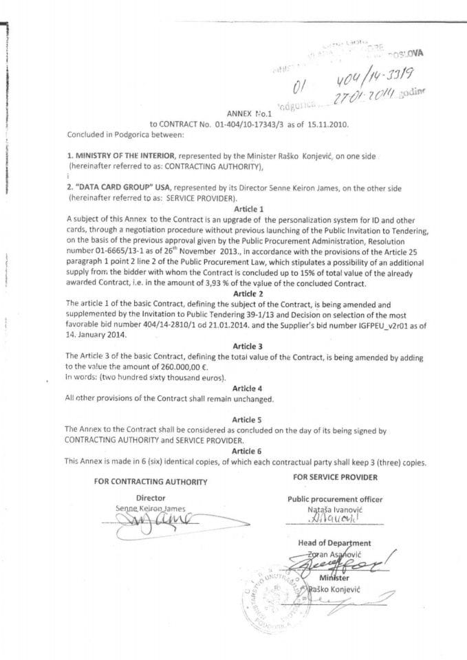 Anex ugovora - DATA CARD GROUP