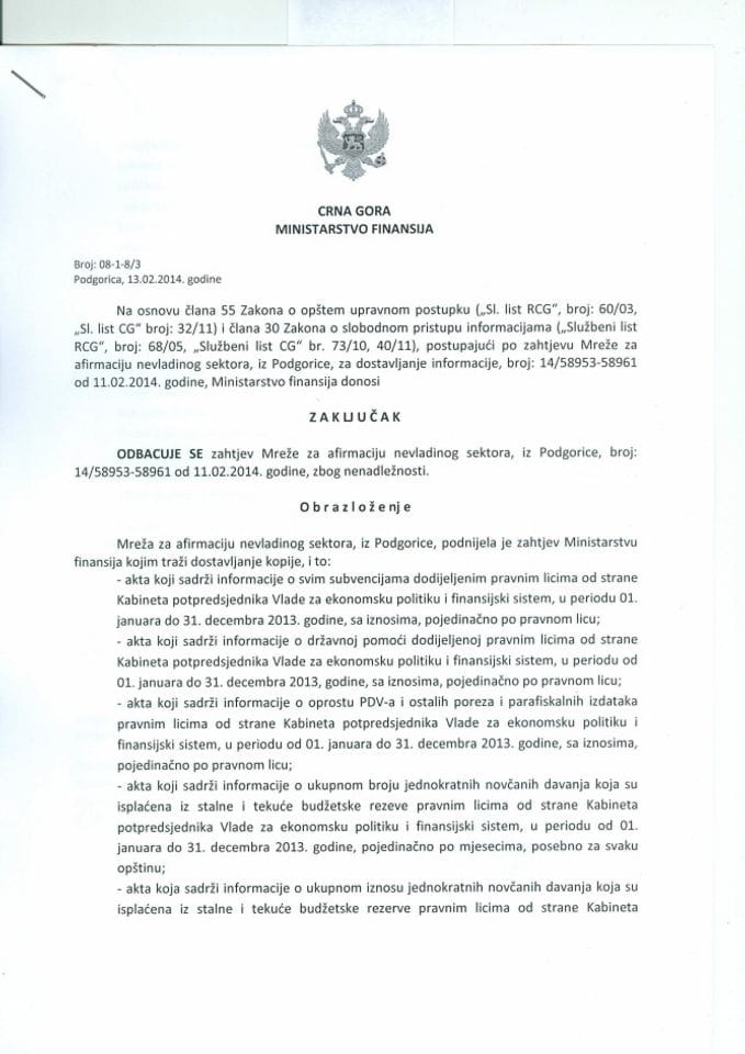 Zakljucak br. 08-1-8-3 MANS 