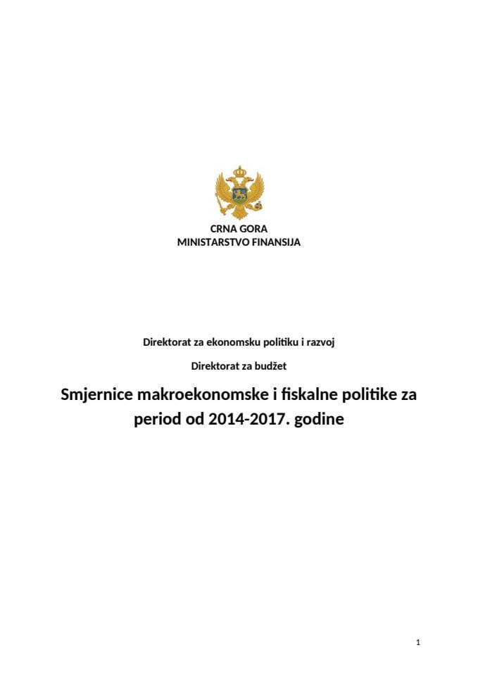 Smjernice makroekonomske i fiskalne politike 2014-2017